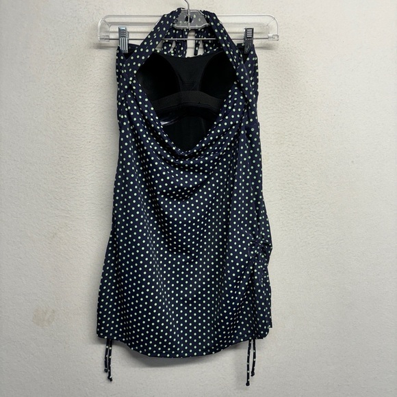 NWT Swimsuits for all Retro Polka Dot Halter Skirted One Piece Swimsuit 12 Navy - Picture 2 of 7